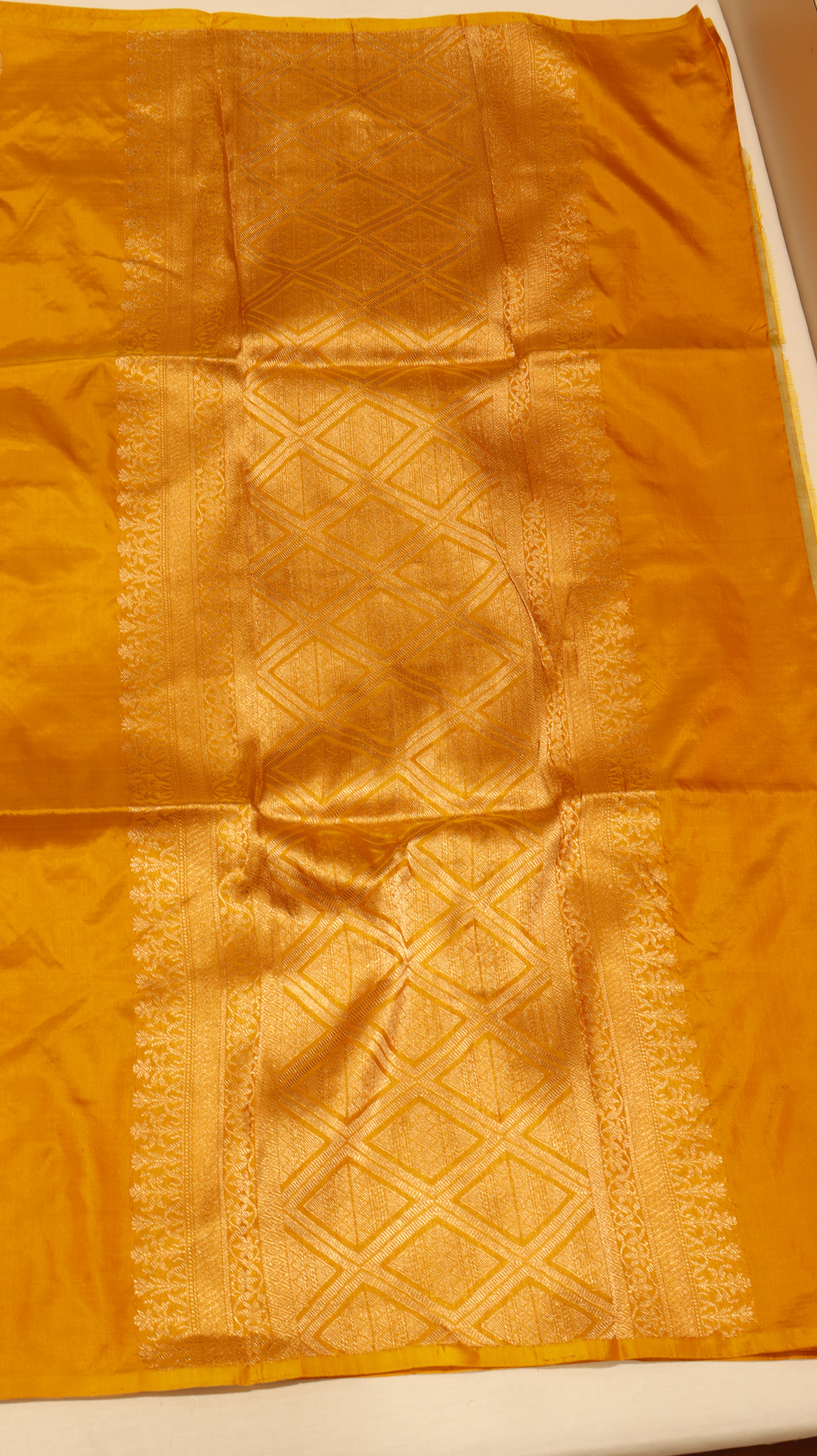 Mustard Yellow Pure Katan Silk Handloom Saree