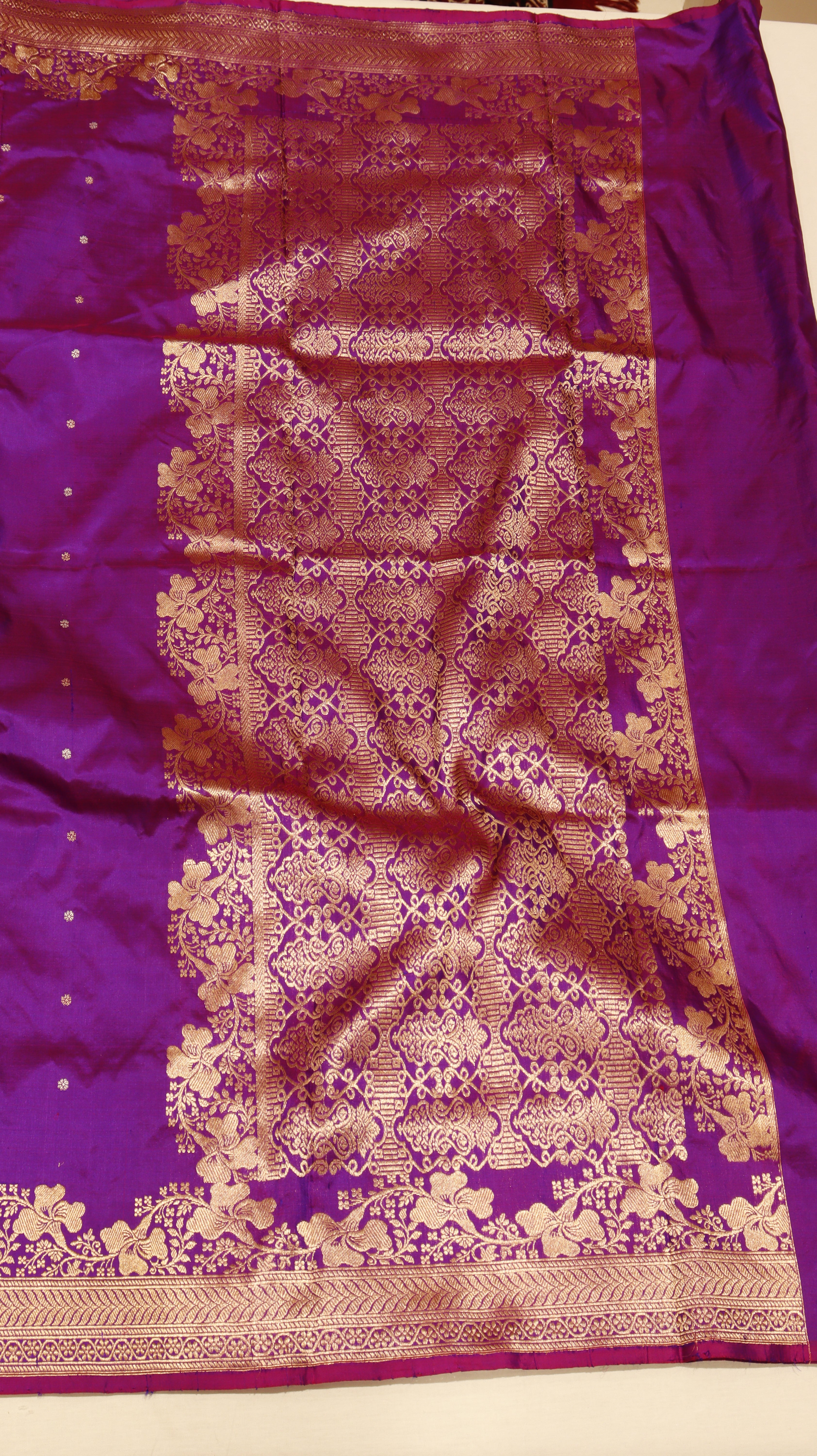 Purple Pure Katan Silk Handloom Saree