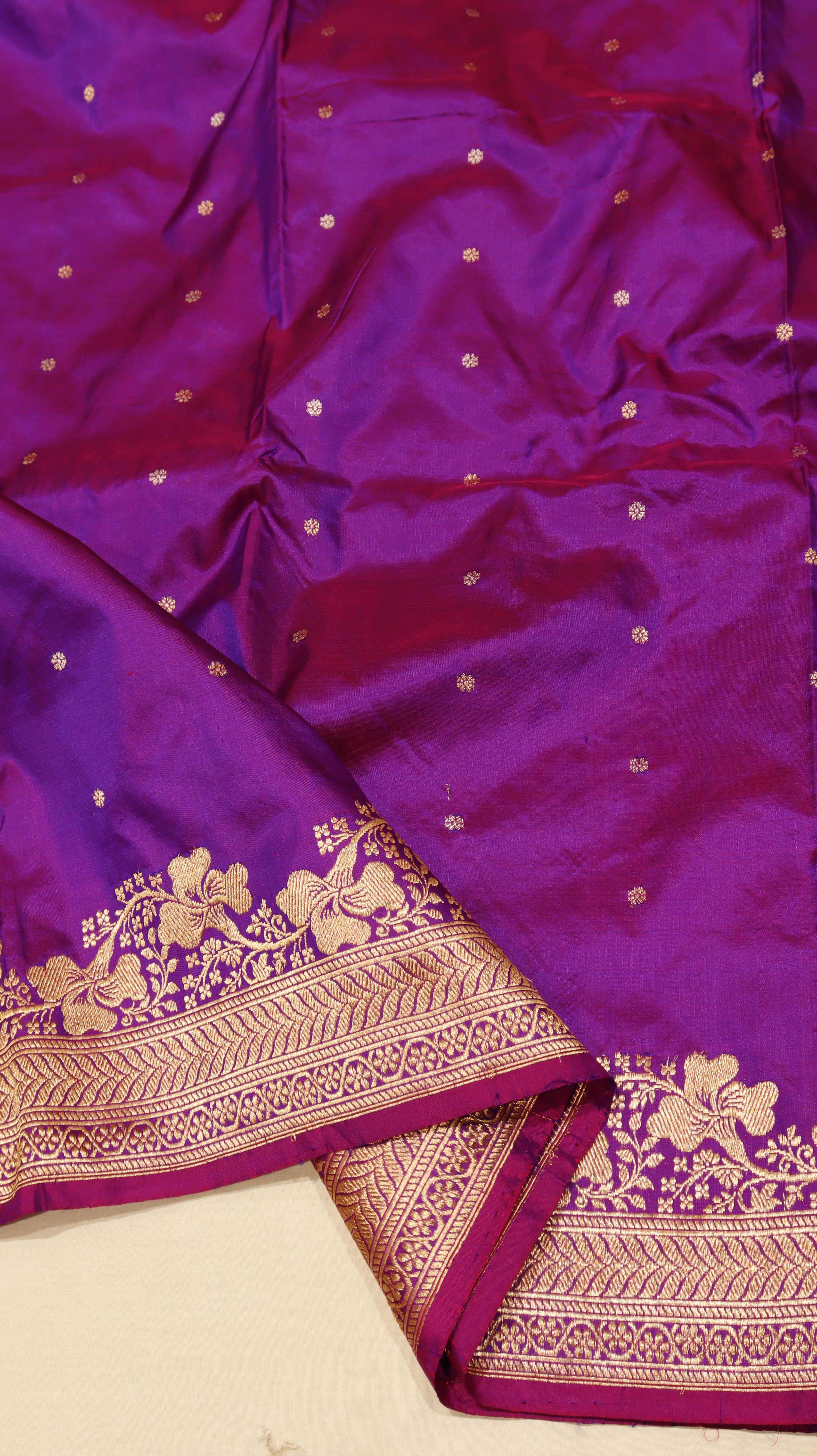 Purple Pure Katan Silk Handloom Saree