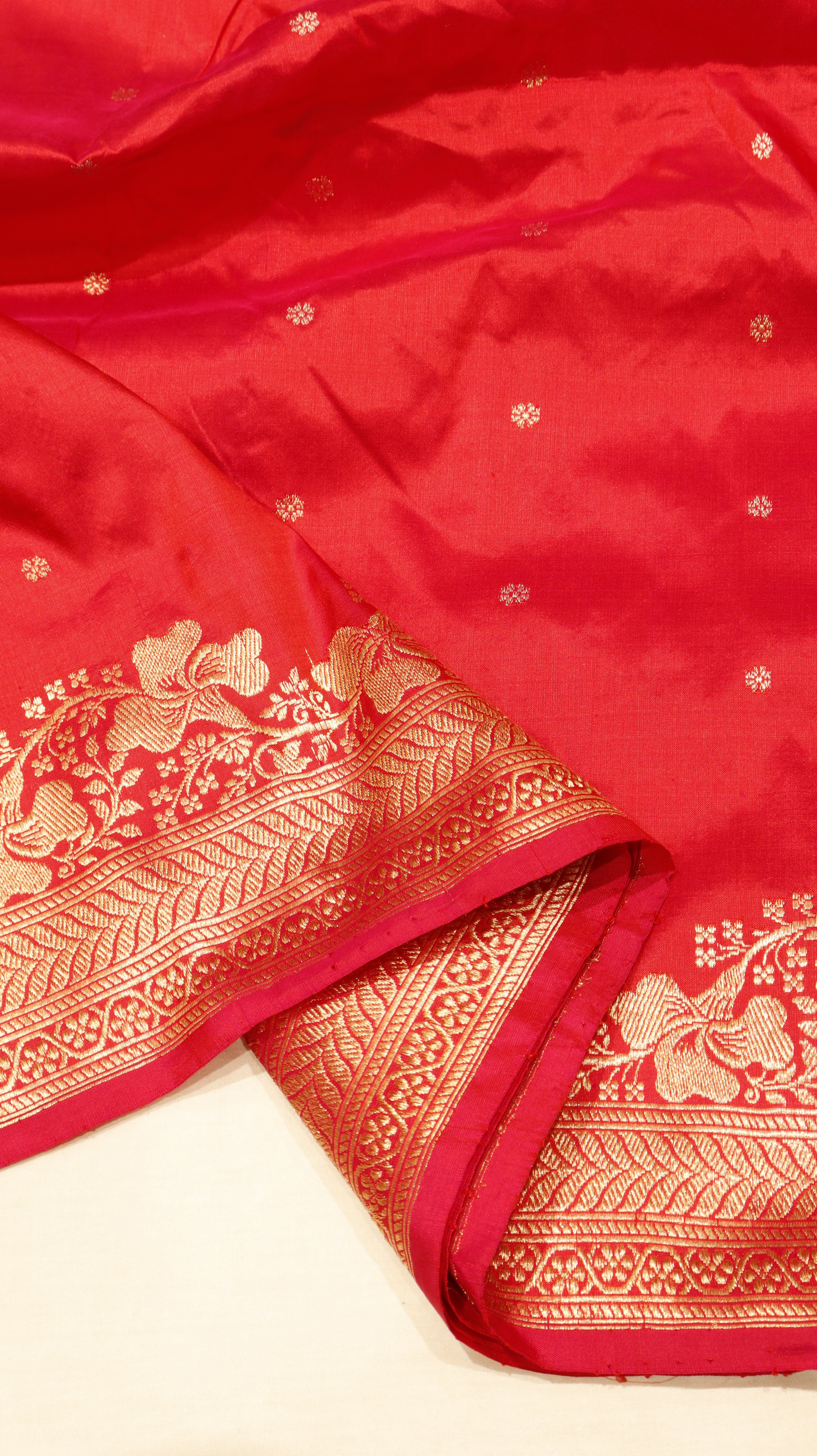 Red Pure Katan Silk Handloom Saree
