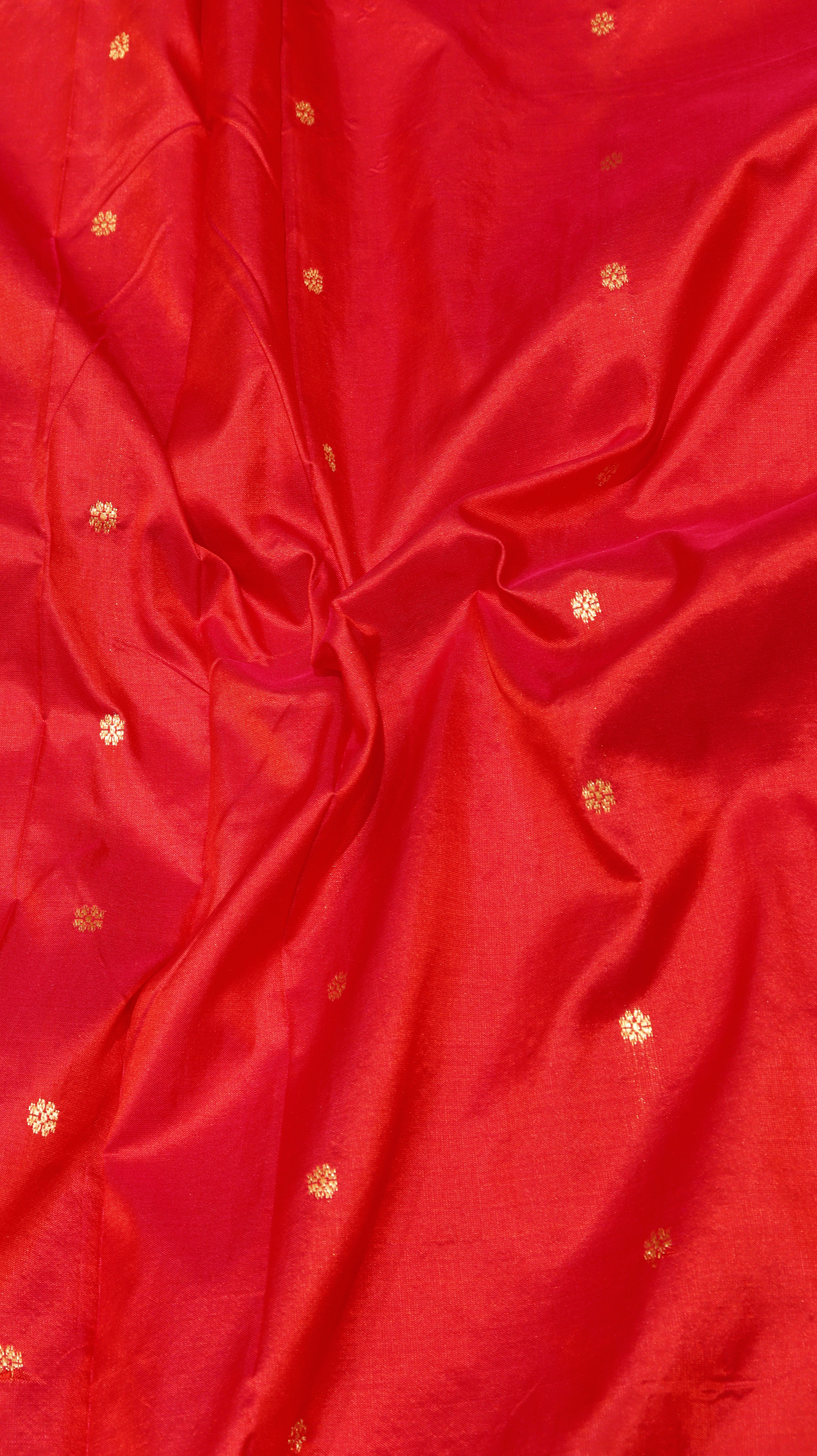 Red Pure Katan Silk Handloom Saree