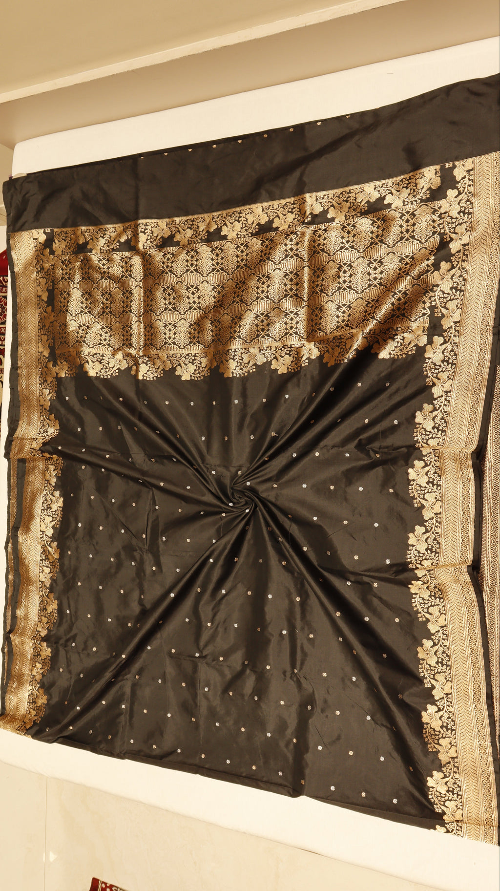 Black Pure Katan Silk Handloom Saree