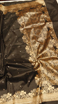 Black Pure Katan Silk Handloom Saree
