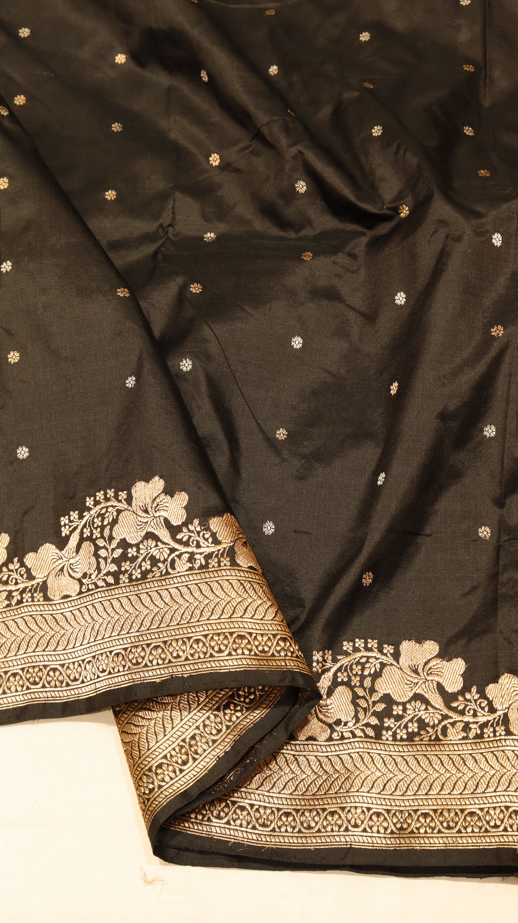 Black Pure Katan Silk Handloom Saree