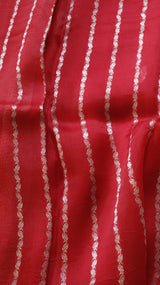 Red Pure Kora Silk Handloom Saree with Floral Motifs