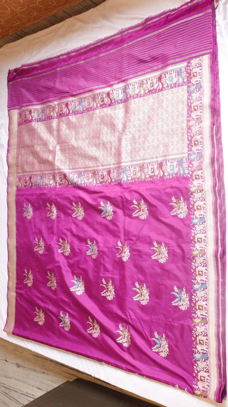Raw Mango Kadwa Buta Pure Katan Silk Saree