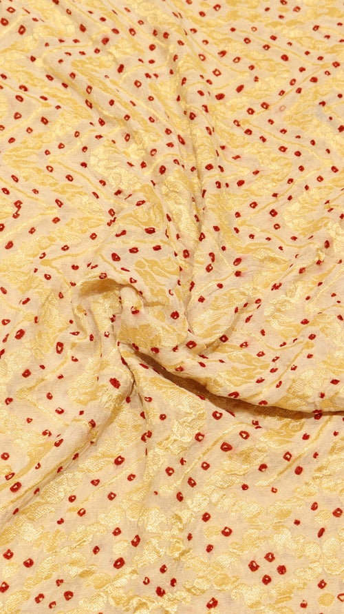 Beige Pure Khaddi Georgette Bandhej Dupatta with Contrast Border