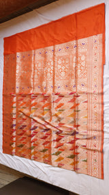 Pre-Order : Orange Pure Katan Silk Handloom Rangkaat Saree
