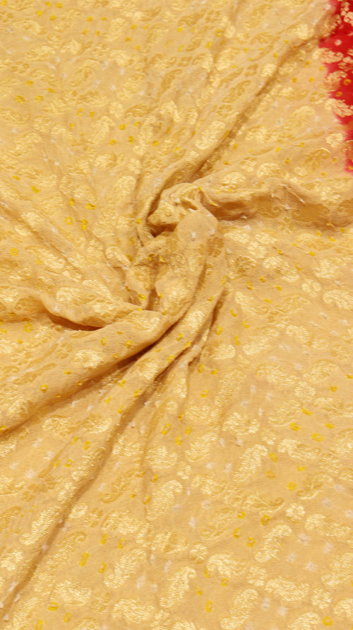 Beige Pure Khaddi Georgette Bandhej Dupatta with Contrast Border