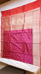 Magenta Pure Katan Silk Handloom Saree with Broad Border