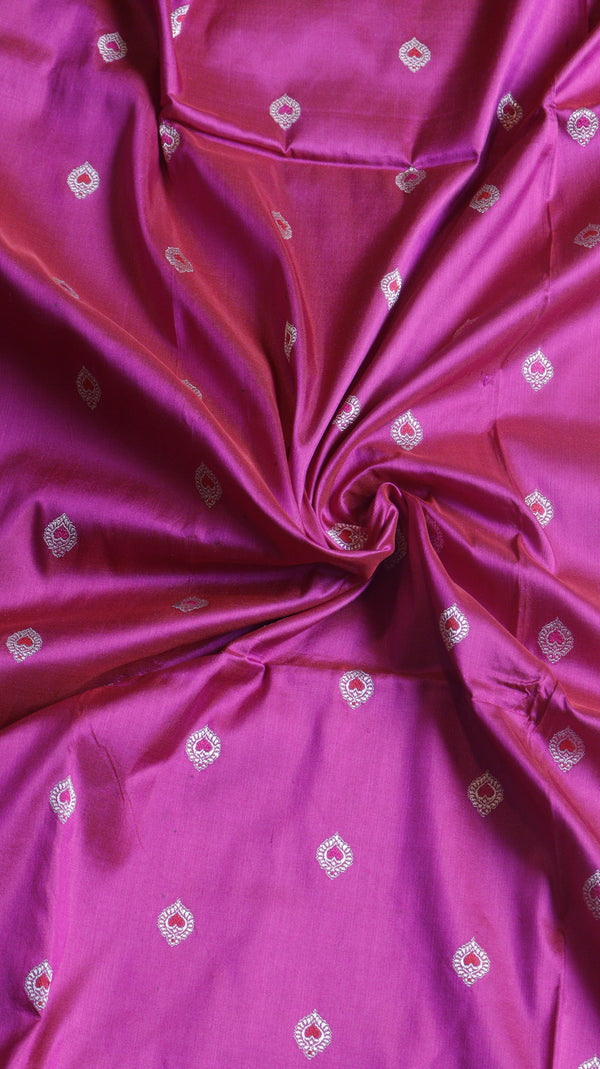 Magenta Pure Katan Silk Handloom Saree with Broad Border