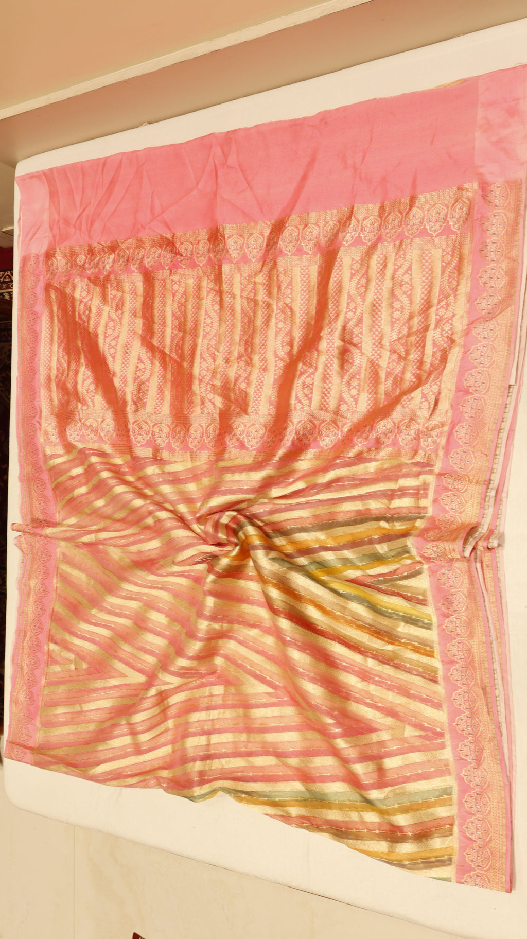 Rangkaat Pink Pure Kora Silk Handloom Saree with Katan Blouse