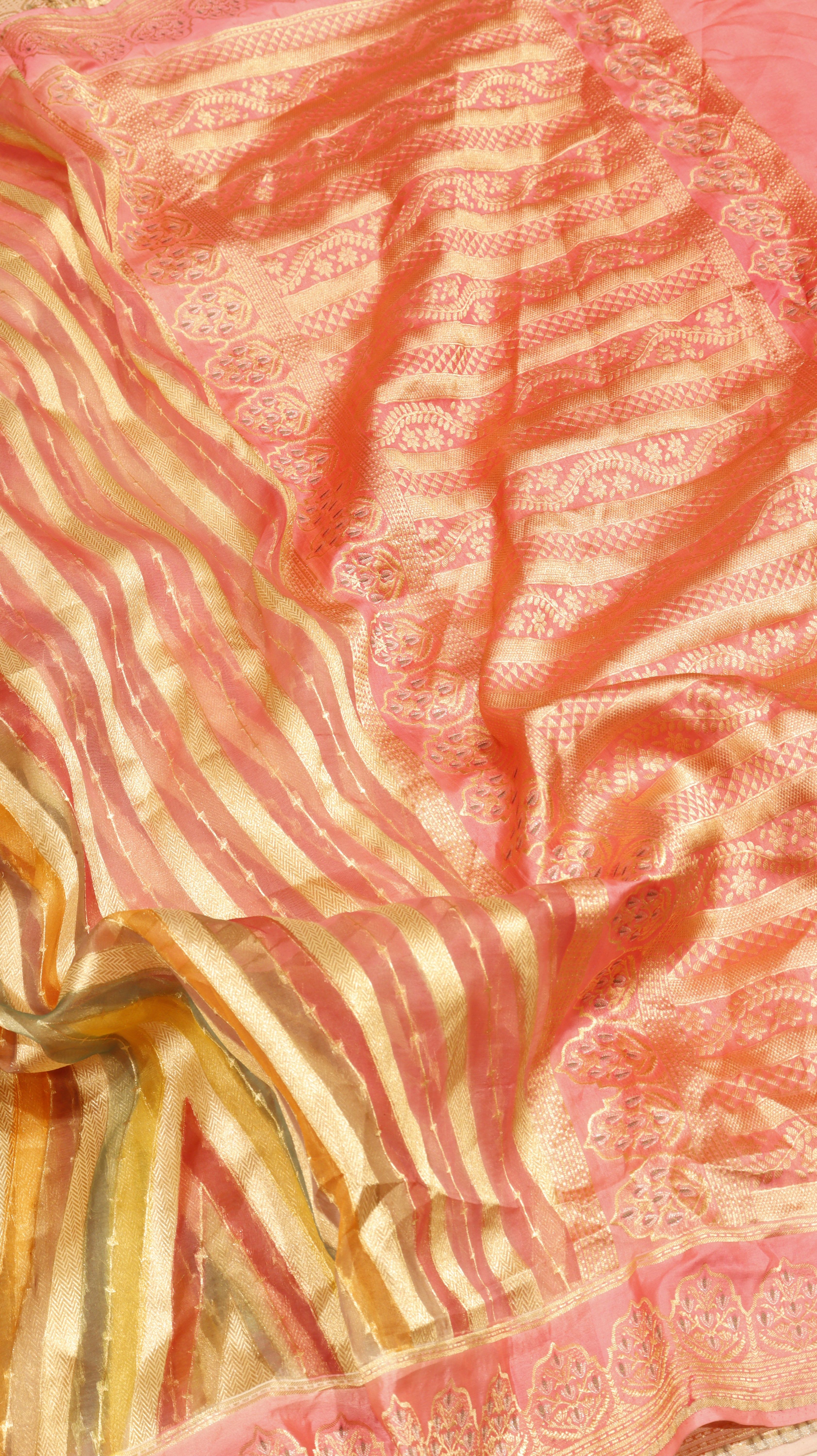 Rangkaat Pink Pure Kora Silk Handloom Saree with Katan Blouse