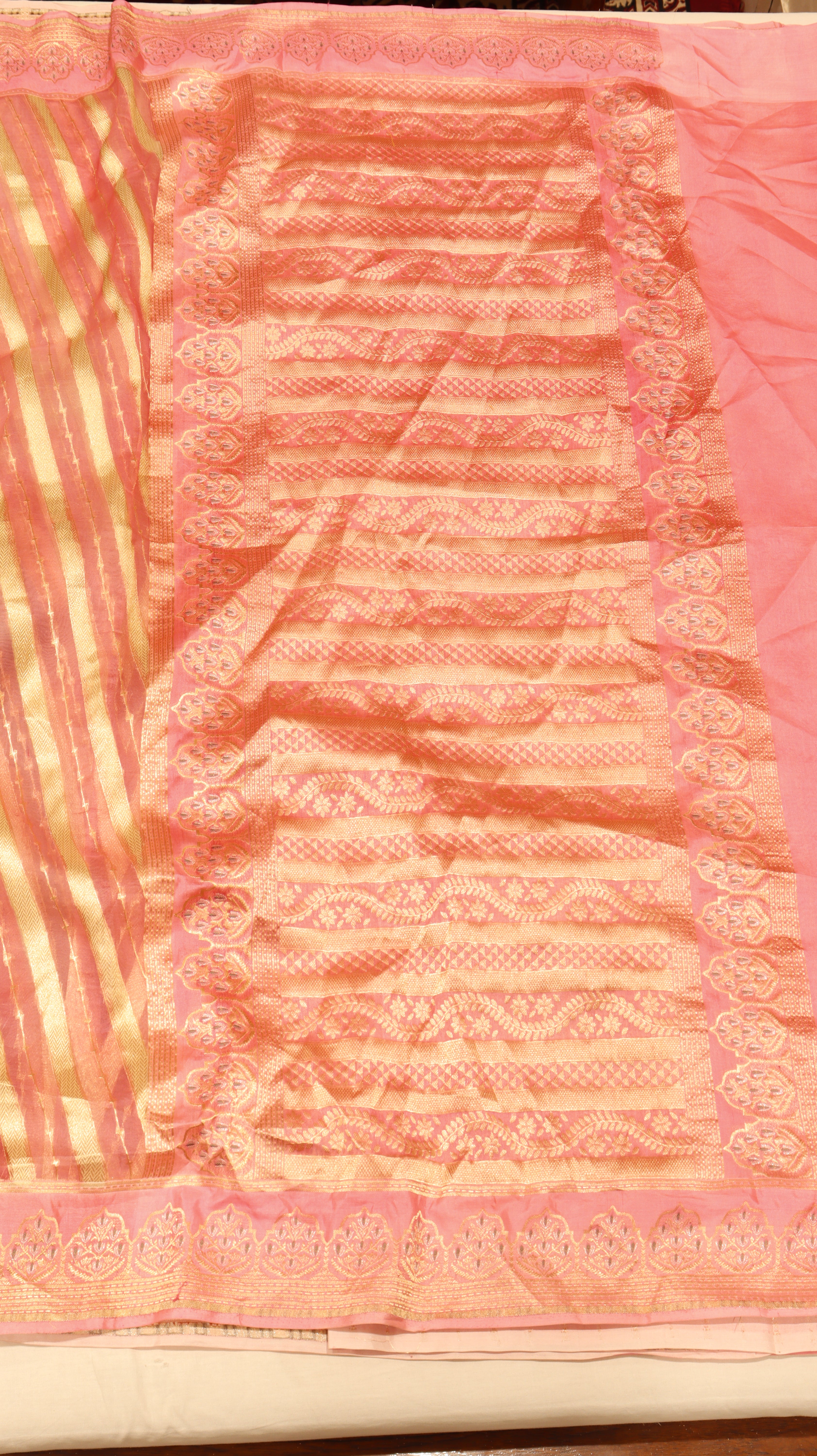 Rangkaat Pink Pure Kora Silk Handloom Saree with Katan Blouse
