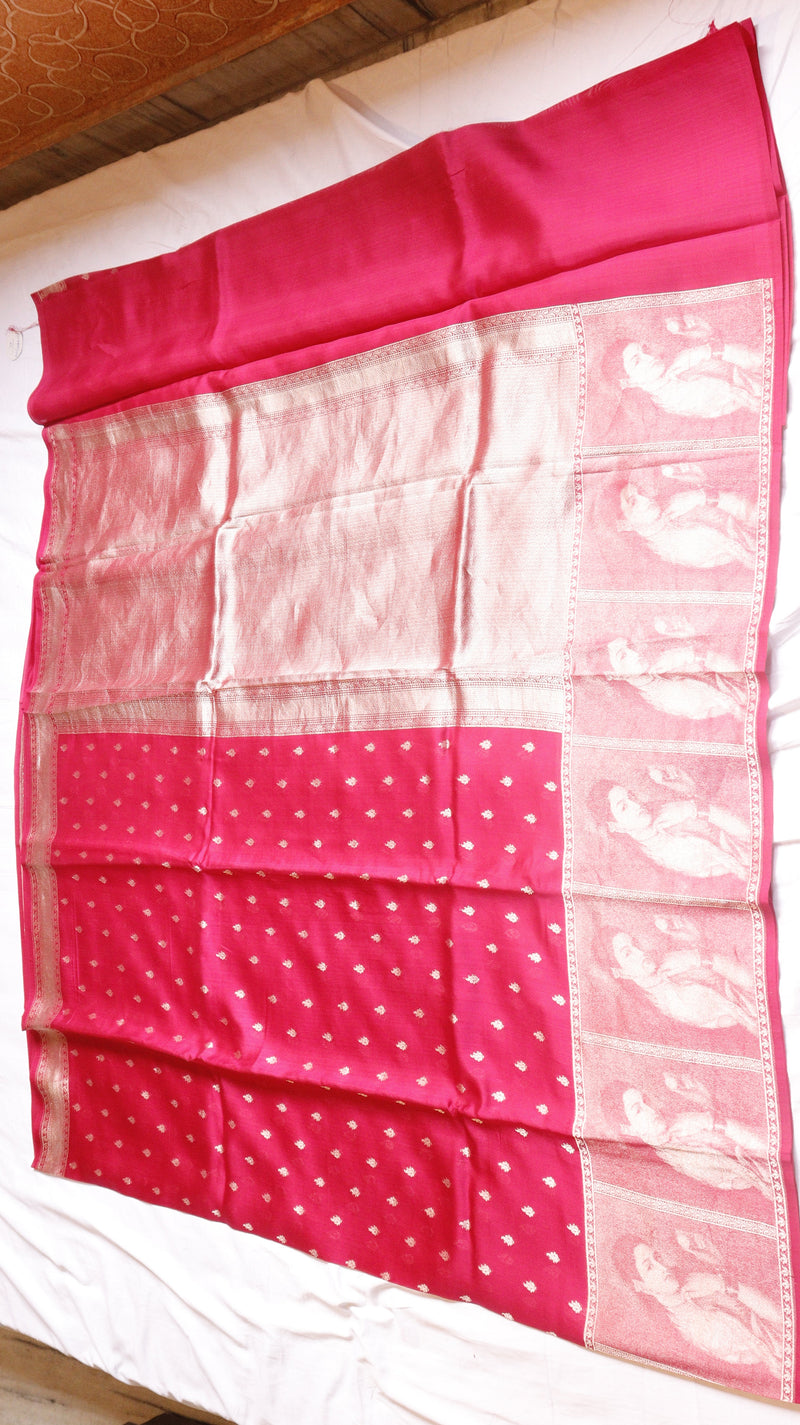 Handloom Soft Katan Silk Saree with Raja Ravi Varma Painting on Border