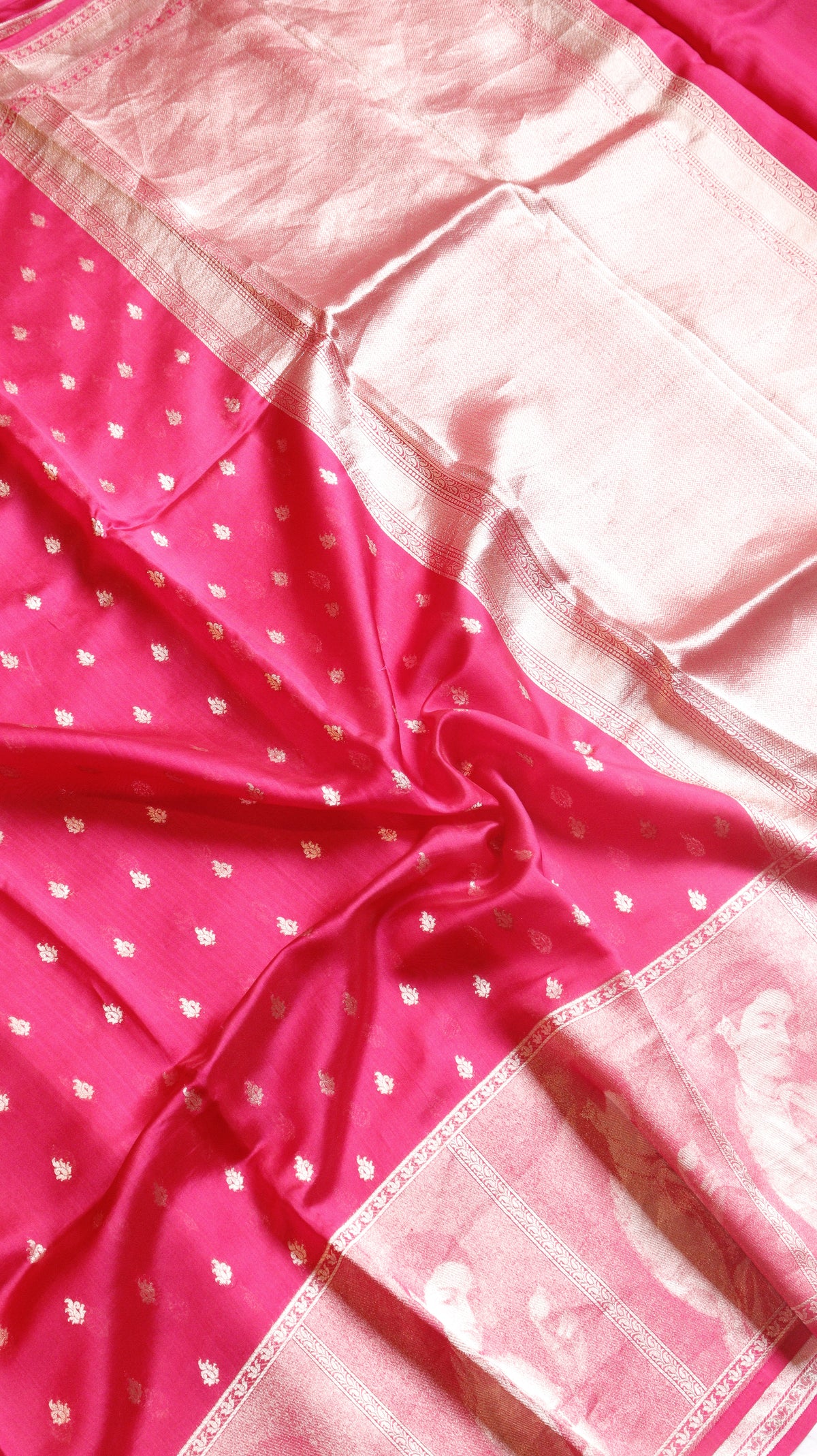 Handloom Soft Katan Silk Saree with Raja Ravi Varma Painting on Border