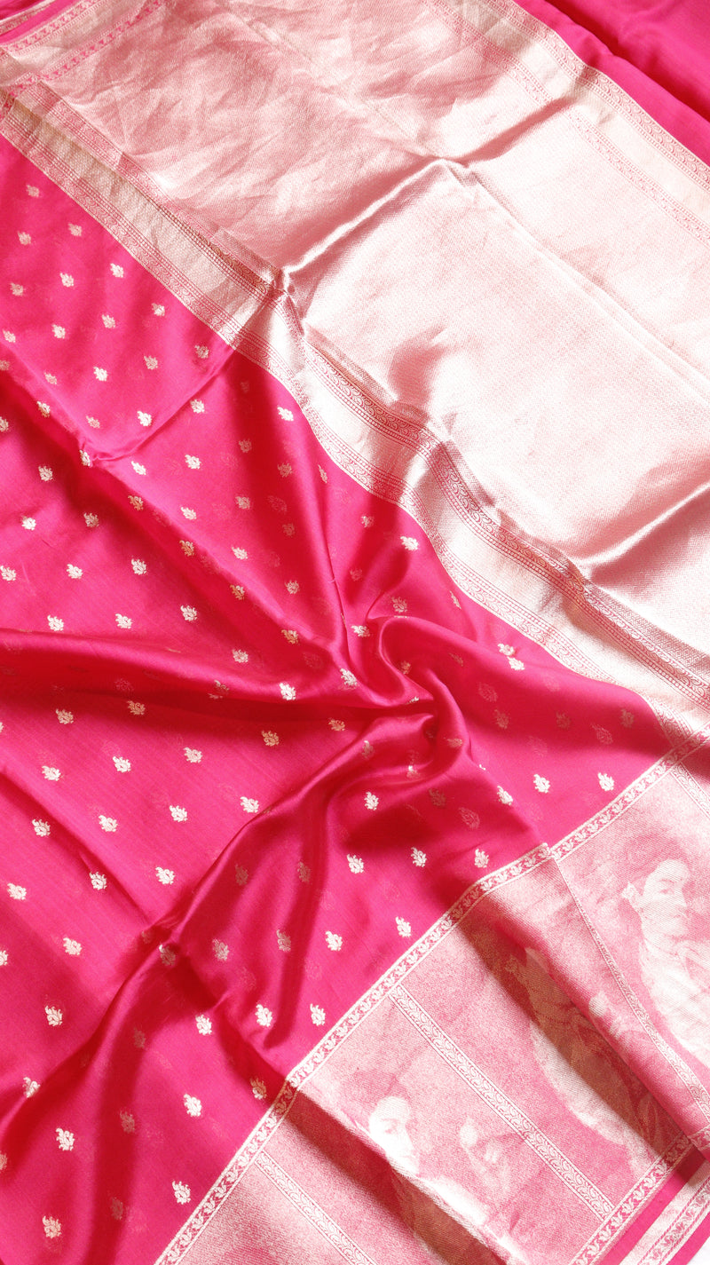 Handloom Soft Katan Silk Saree with Raja Ravi Varma Painting on Border