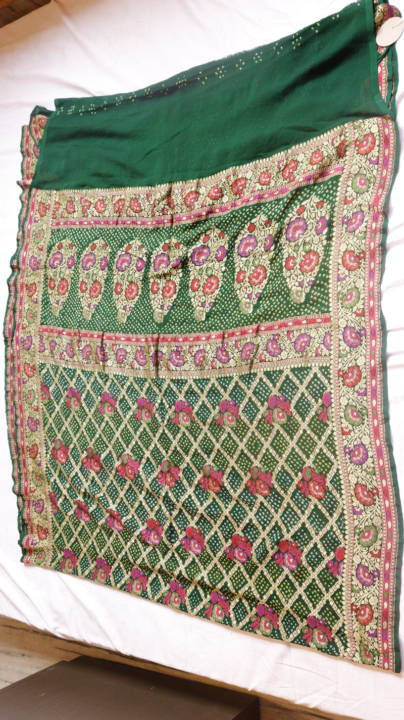 Handwoven Bandhej Khaddi Georgette Saree