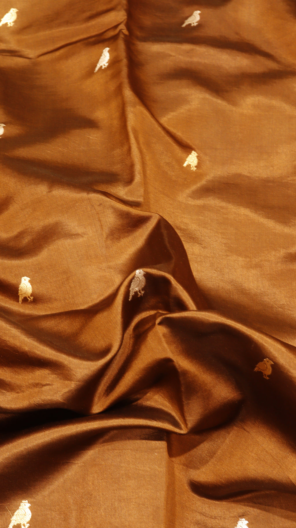 Pre-Order : Brown Pure Soft Katan Silk Handloom Saree with Stripe Blouse