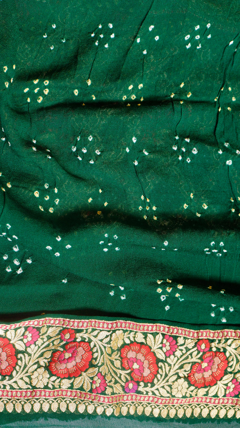 Handwoven Bandhej Khaddi Georgette Saree