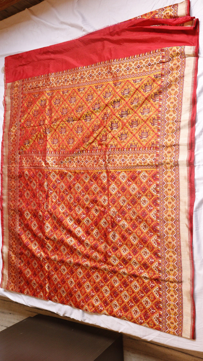 Pre-Order : Shikargah with Patan Patola Pure Katan Silk Saree