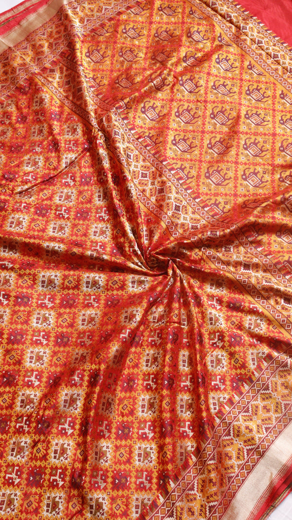 Pre-Order : Shikargah with Patan Patola Pure Katan Silk Saree