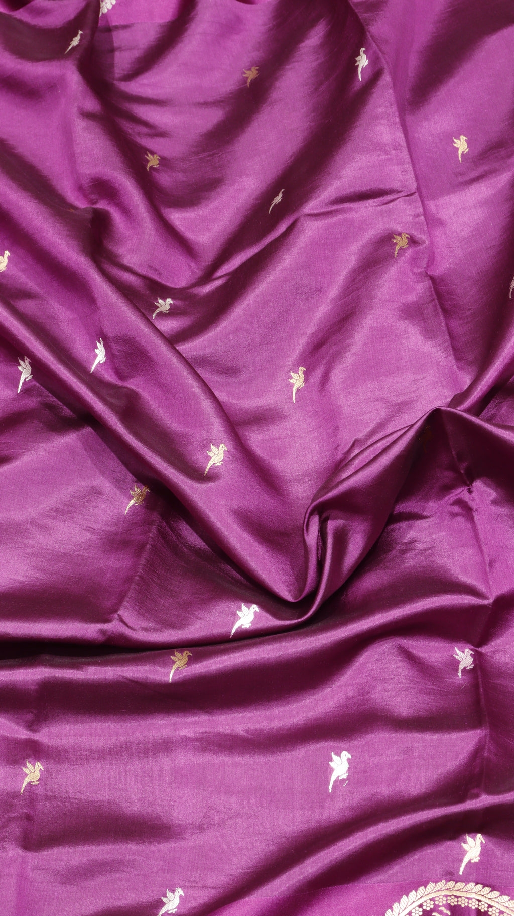 Magenta Purple Pure Soft Katan Silk Handloom Saree with Stripes Blouse