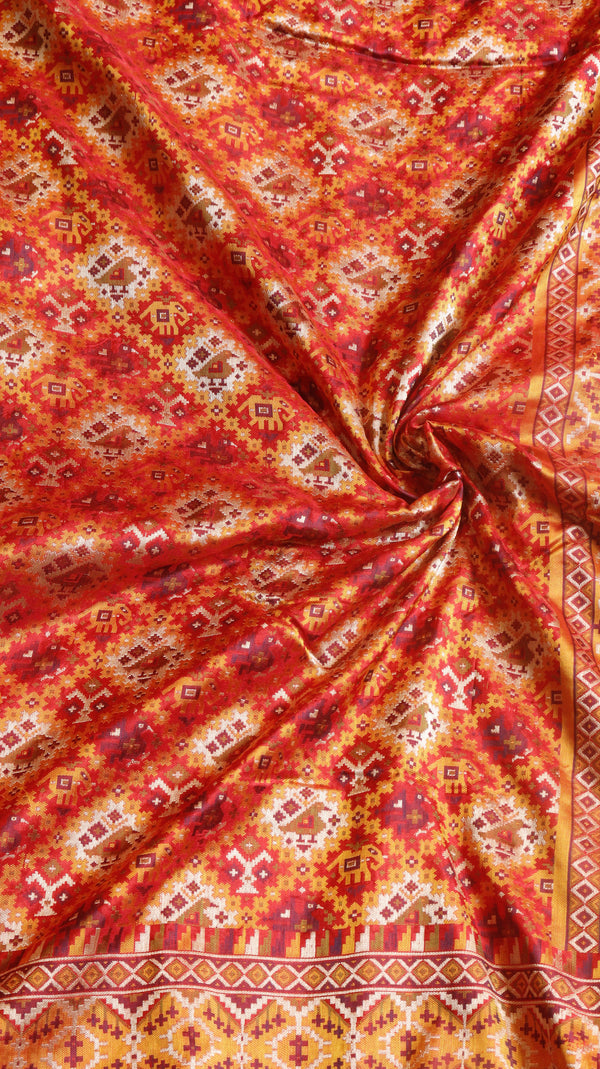 Pre-Order : Shikargah with Patan Patola Pure Katan Silk Saree