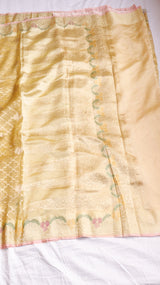 Yellow Kora Silk Handloom Saree with Soft Katan Border