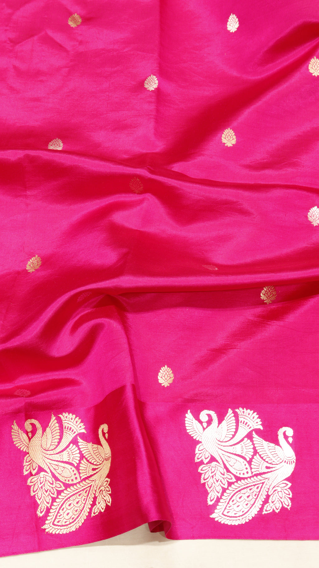 Pink Pure Soft Katan Silk Handloom Saree with Stripes Blouse