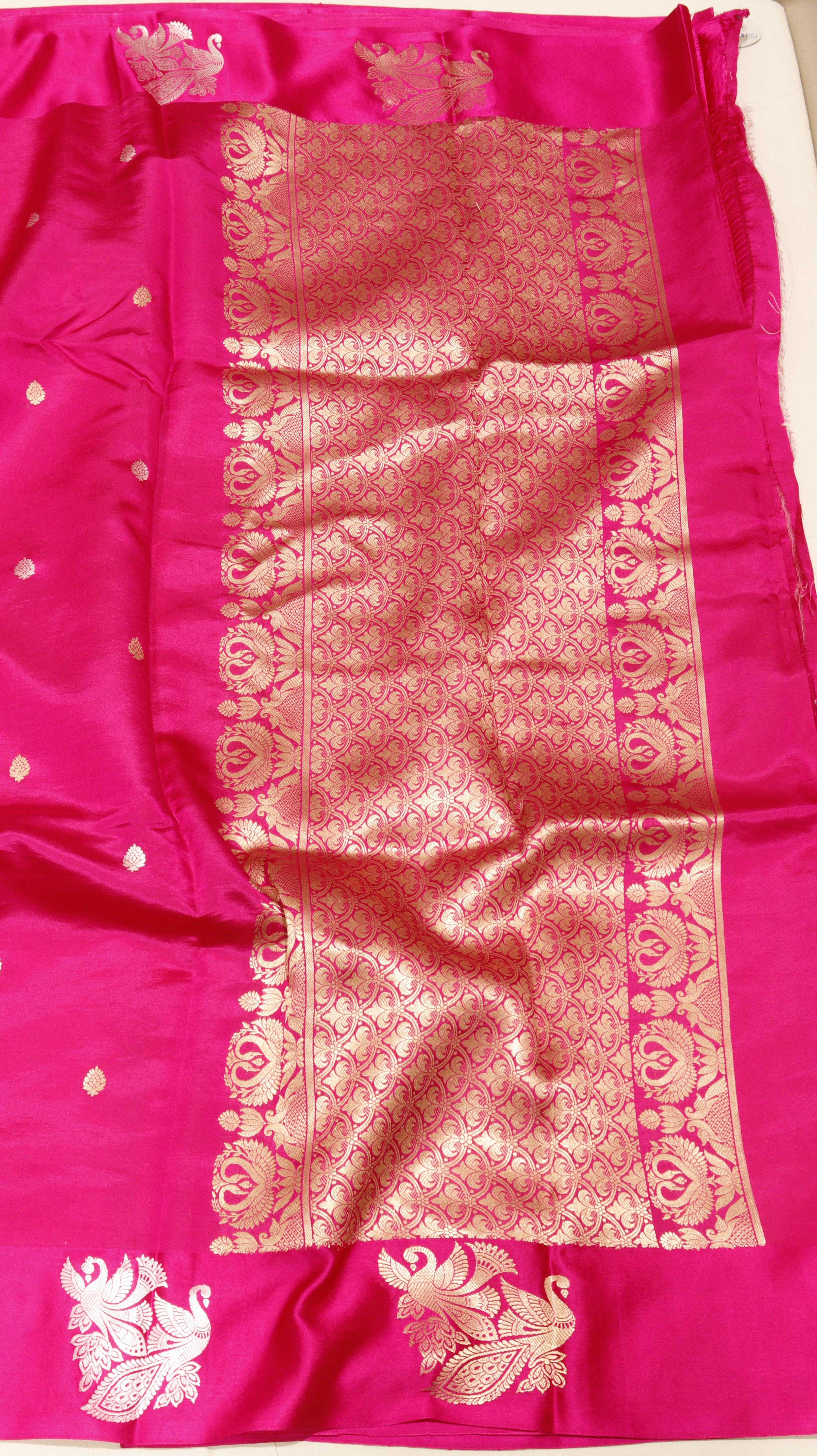 Pink Pure Soft Katan Silk Handloom Saree with Stripes Blouse