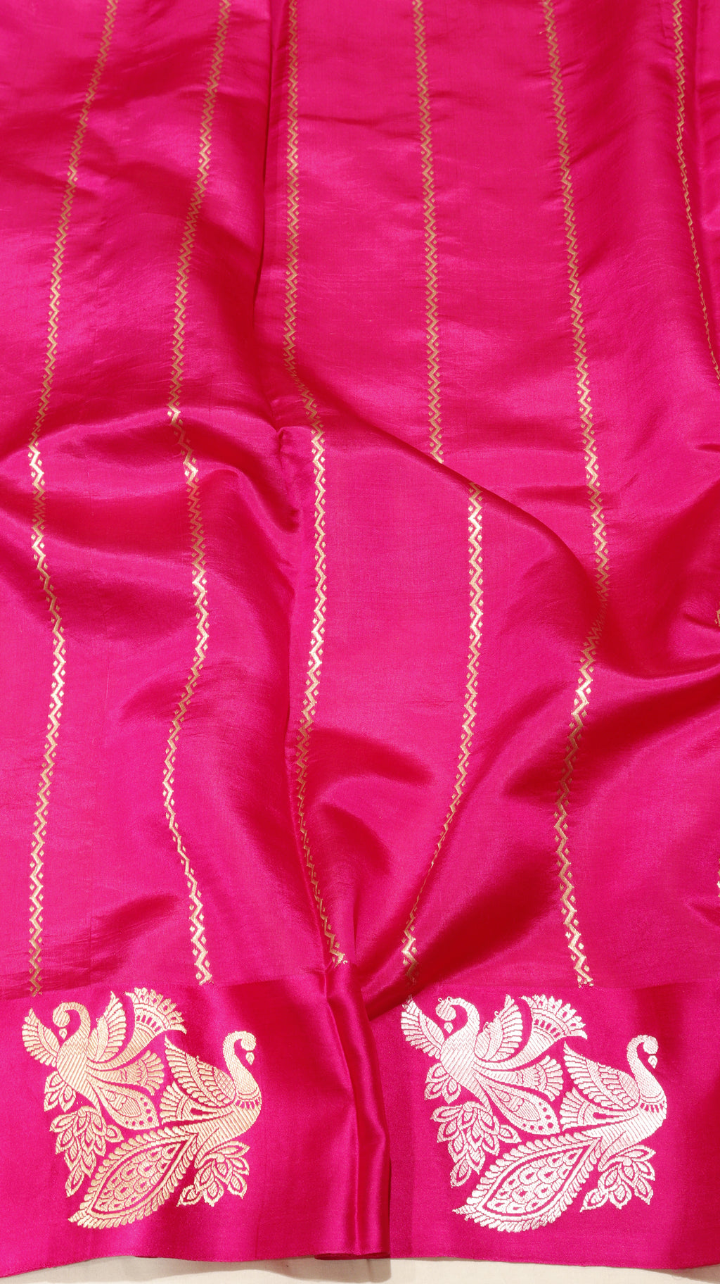 Pink Pure Soft Katan Silk Handloom Saree with Stripes Blouse