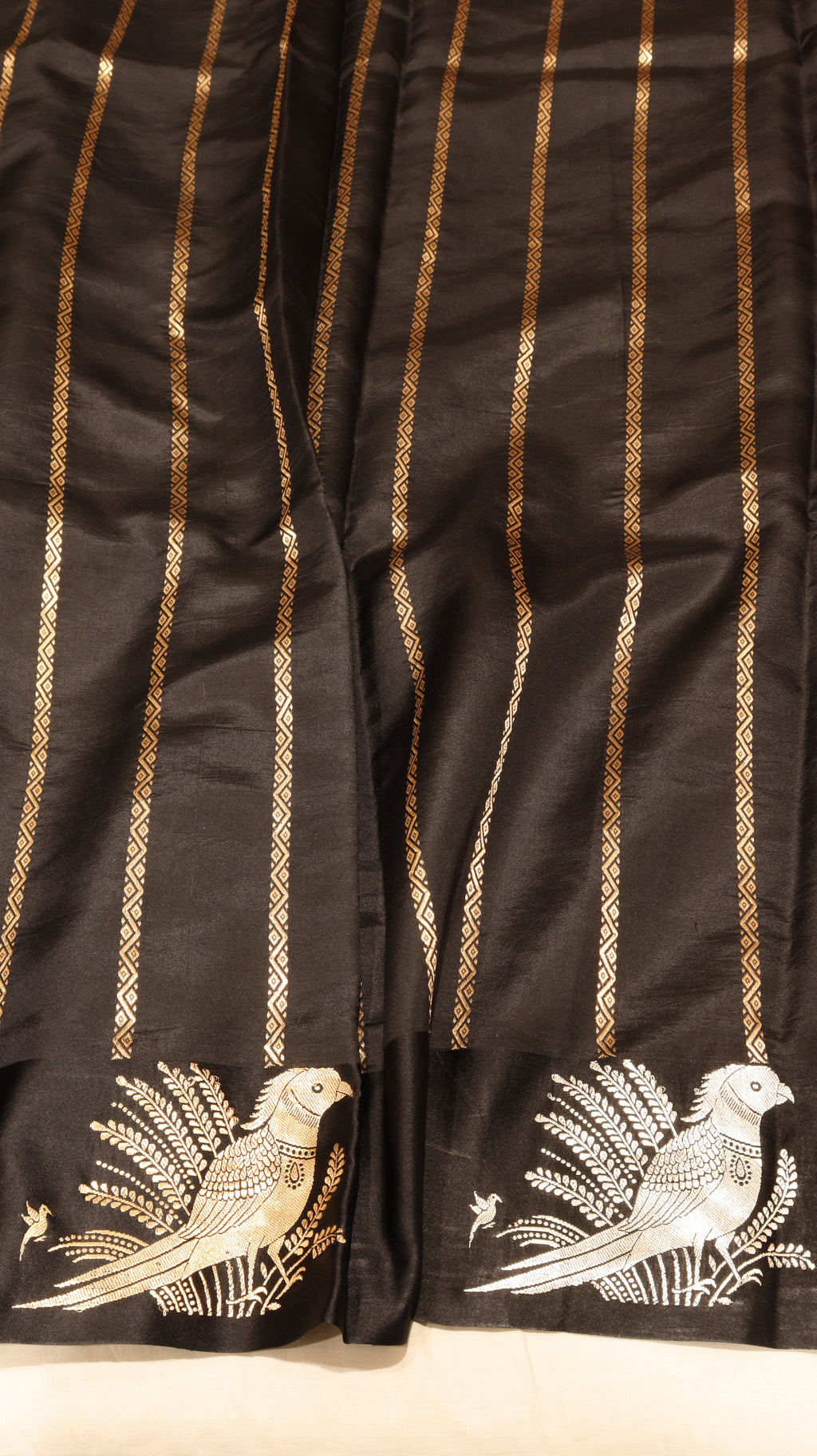 Pre-Order : Black Pure Soft Katan Silk Handloom Saree with Elegant Border