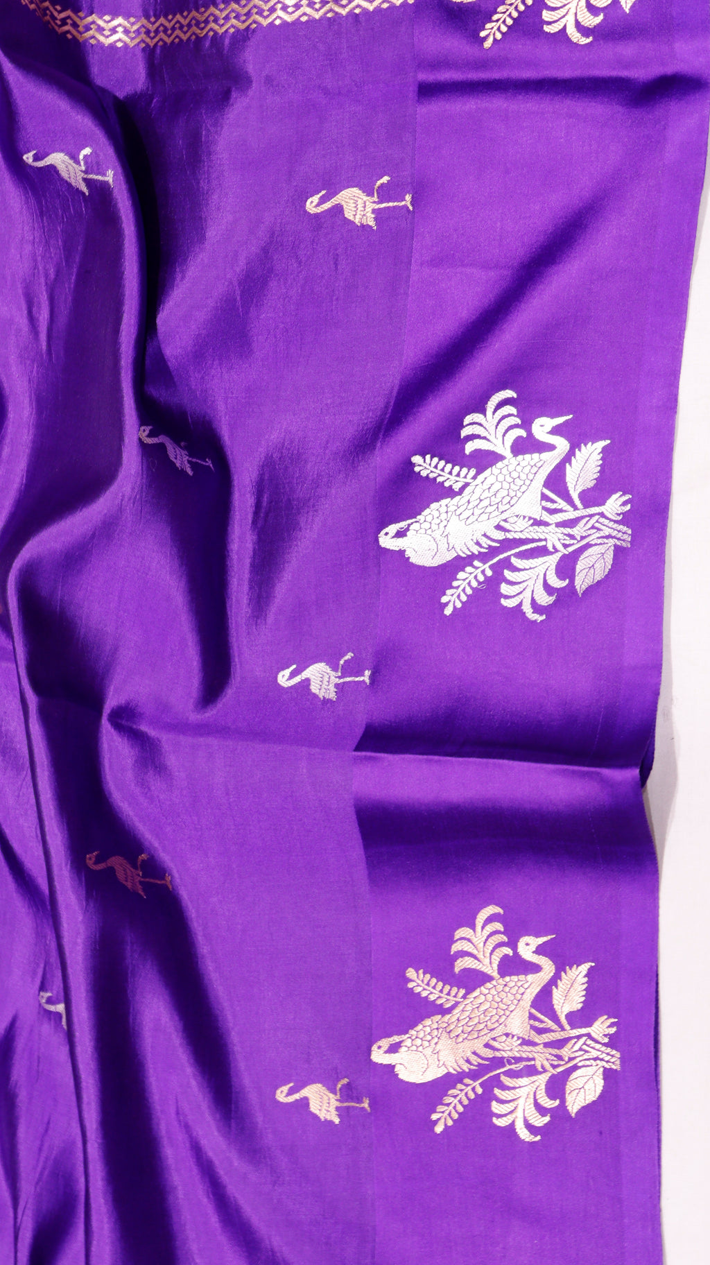 Pre-Order : Purple Pure Soft Katan Silk Handloom Saree with Stripes Blouse