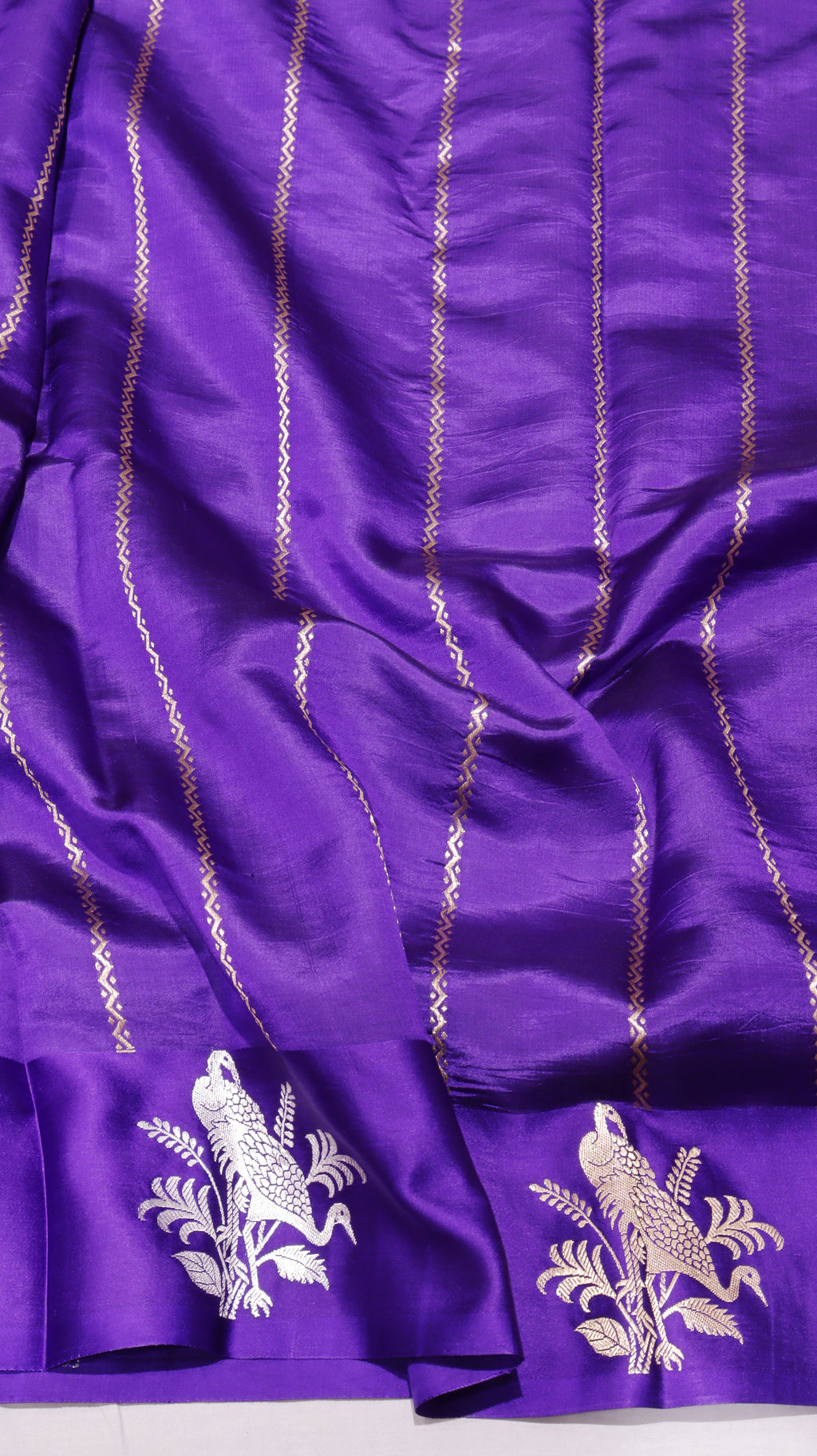 Pre-Order : Purple Pure Soft Katan Silk Handloom Saree with Stripes Blouse