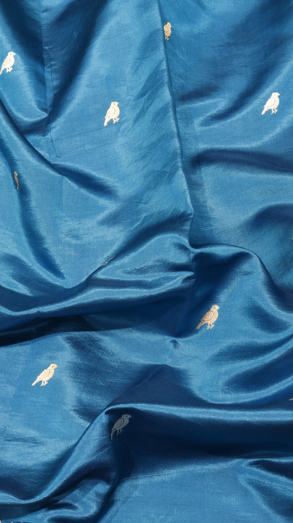 Pre-Order : Teal Blue Pure Soft Katan Silk Handloom Saree with Stripes Blouse