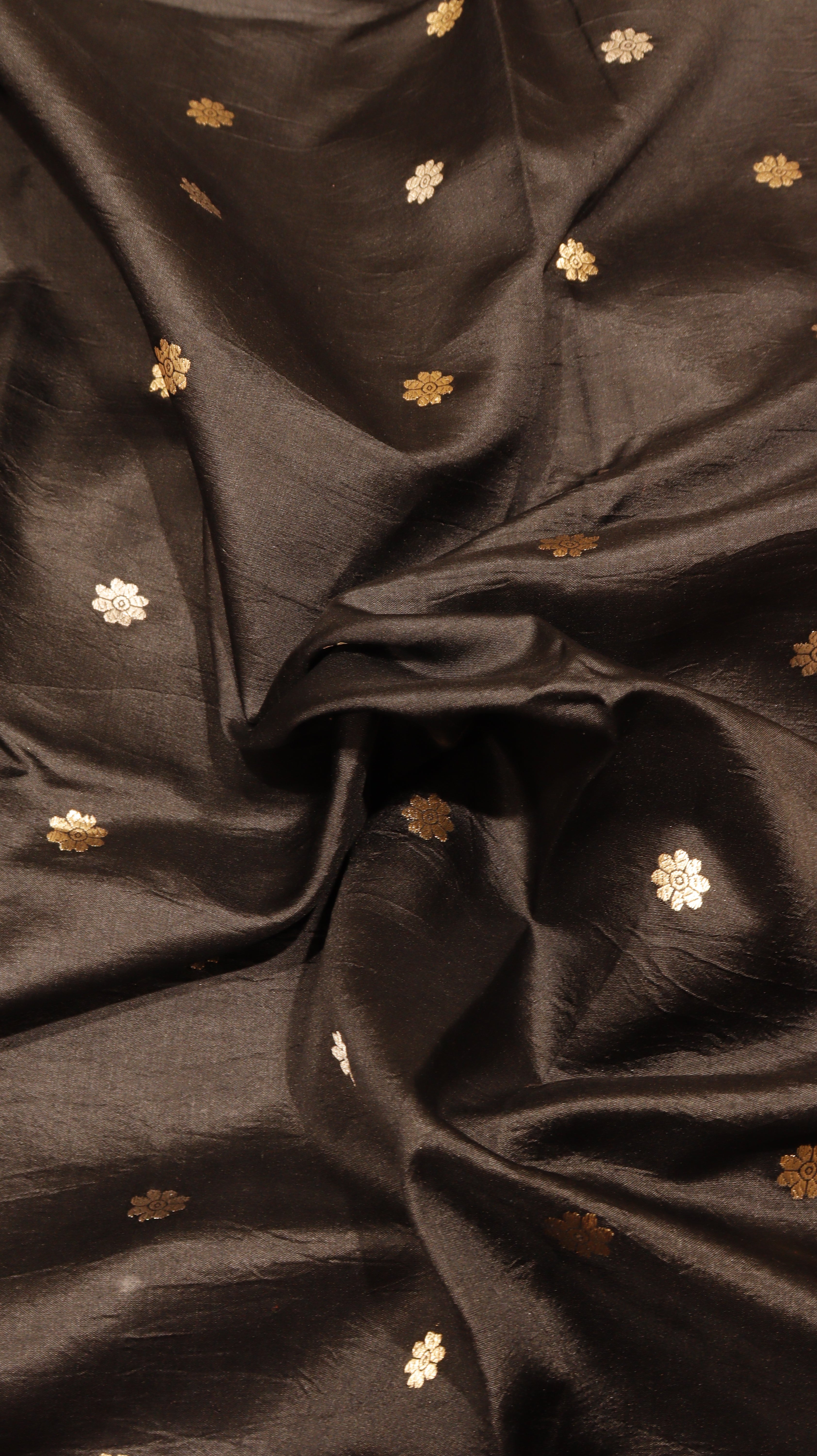 Pre-Order : Black Pure Soft Katan Silk Handloom Saree with Elegant Border