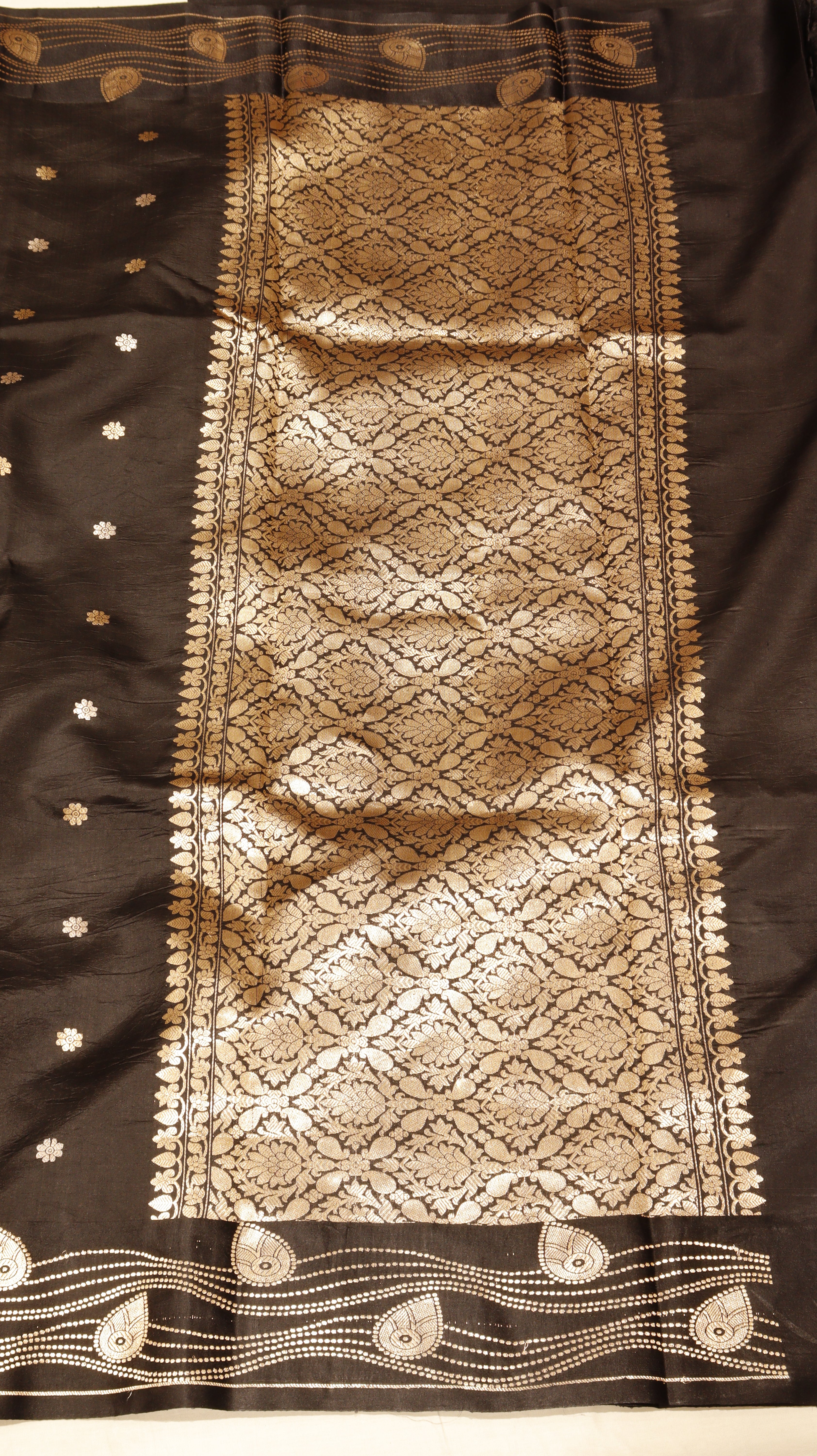 Pre-Order : Black Pure Soft Katan Silk Handloom Saree with Elegant Border