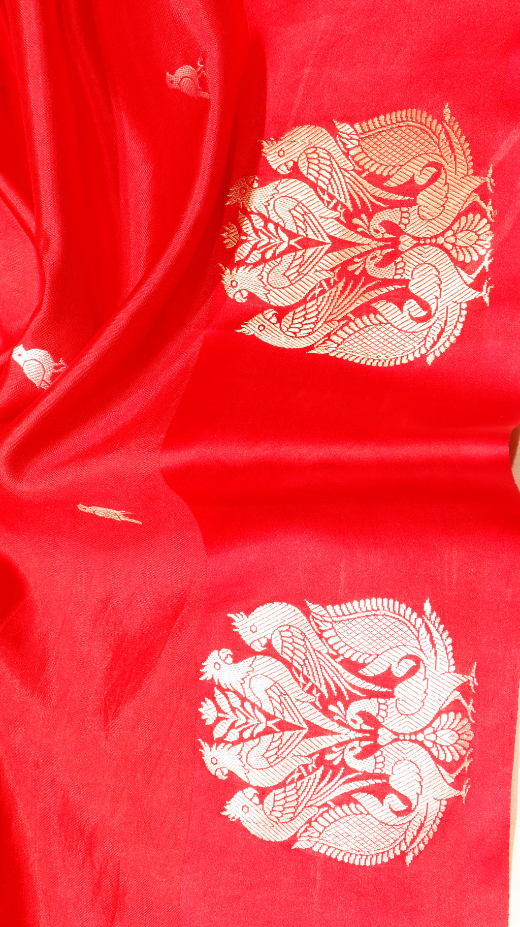 Pre-Order : Red Pure Soft Katan Silk Handloom Saree with Elegant Border