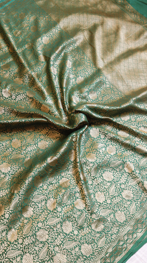 Green Pure Soft Katan Silk Brocade Saree