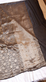 Black Pure Soft Katan Silk Brocade Saree