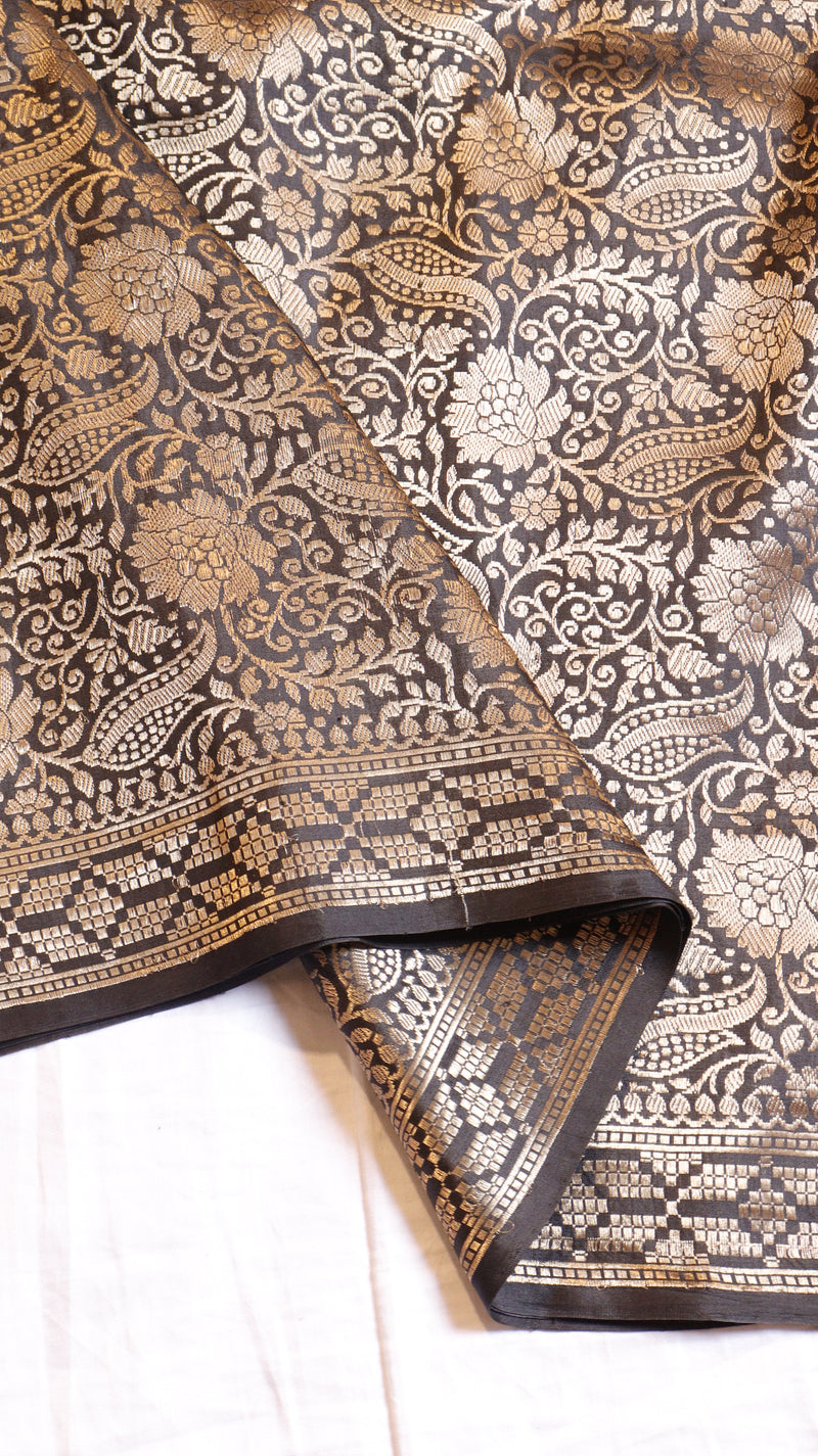 Black Pure Soft Katan Silk Brocade Saree
