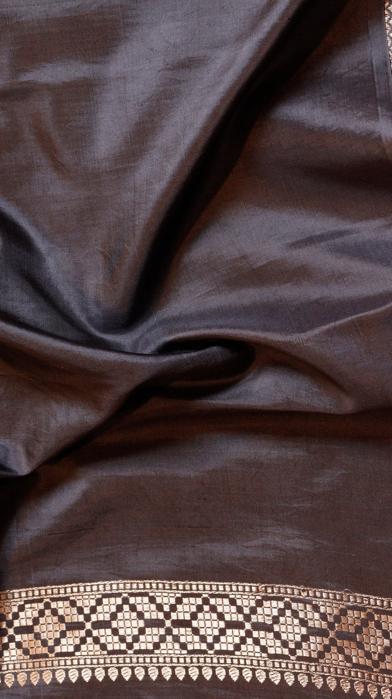 Black Pure Soft Katan Silk Brocade Saree
