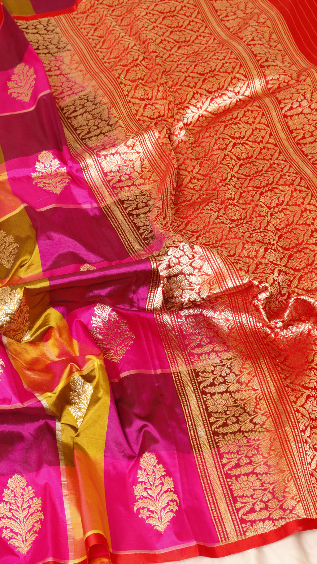 Pre-Order : Rangkaat Pure Katan Silk Handloom Saree with Stripes Blouse