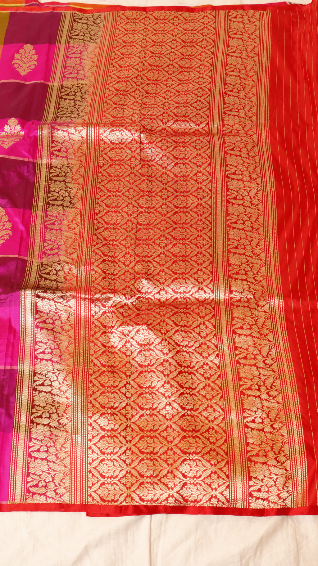 Pre-Order : Rangkaat Pure Katan Silk Handloom Saree with Stripes Blouse