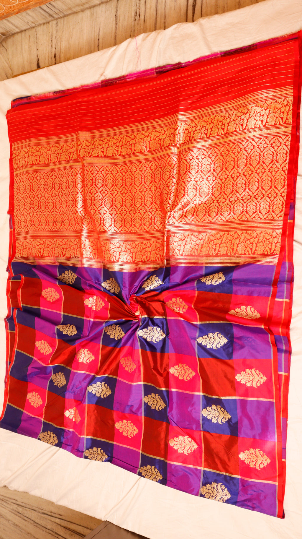 Pre-Order Rangkaat Pure Katan Silk Handloom Saree with Stripes Blouse