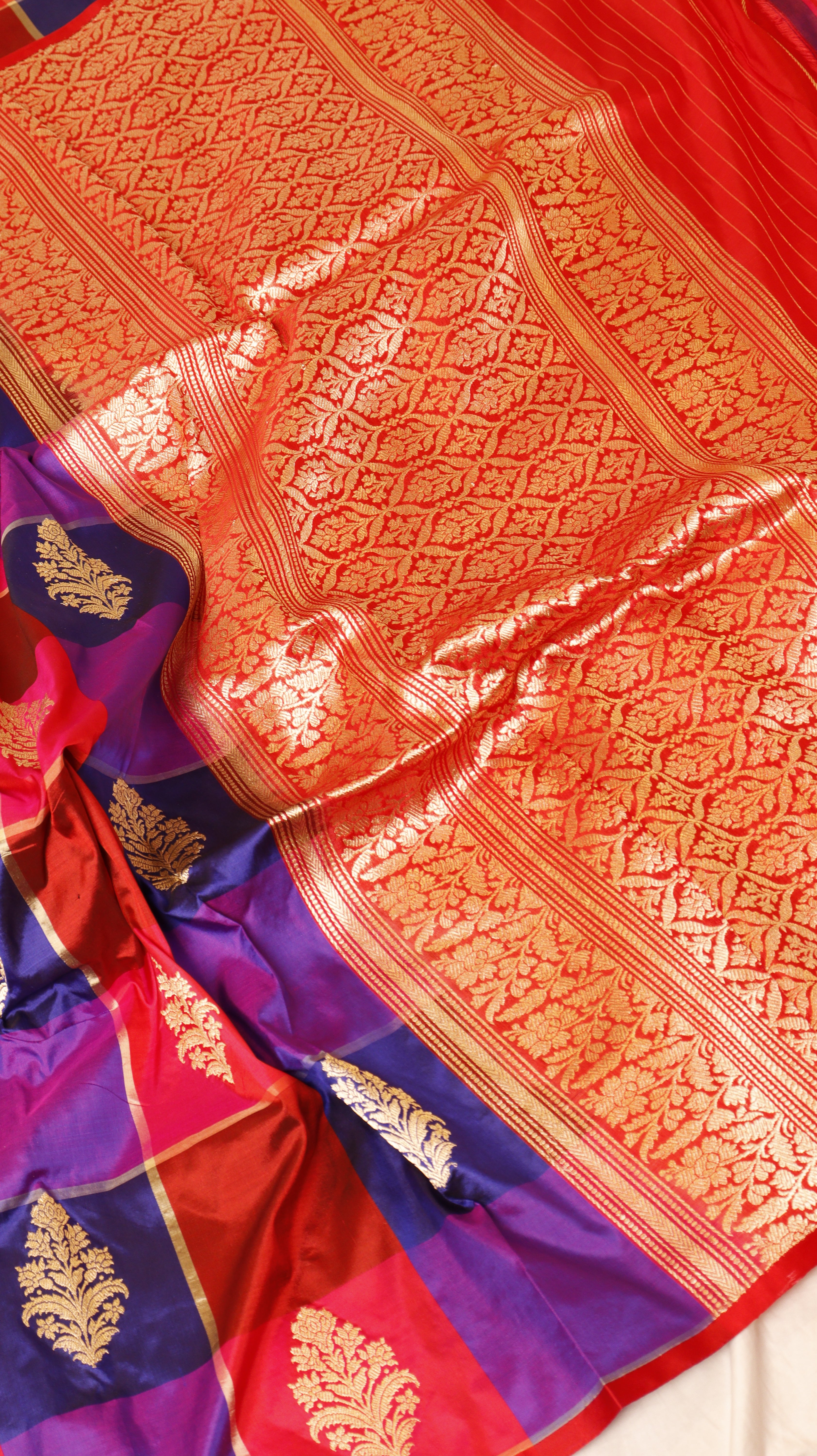 Pre-Order Rangkaat Pure Katan Silk Handloom Saree with Stripes Blouse
