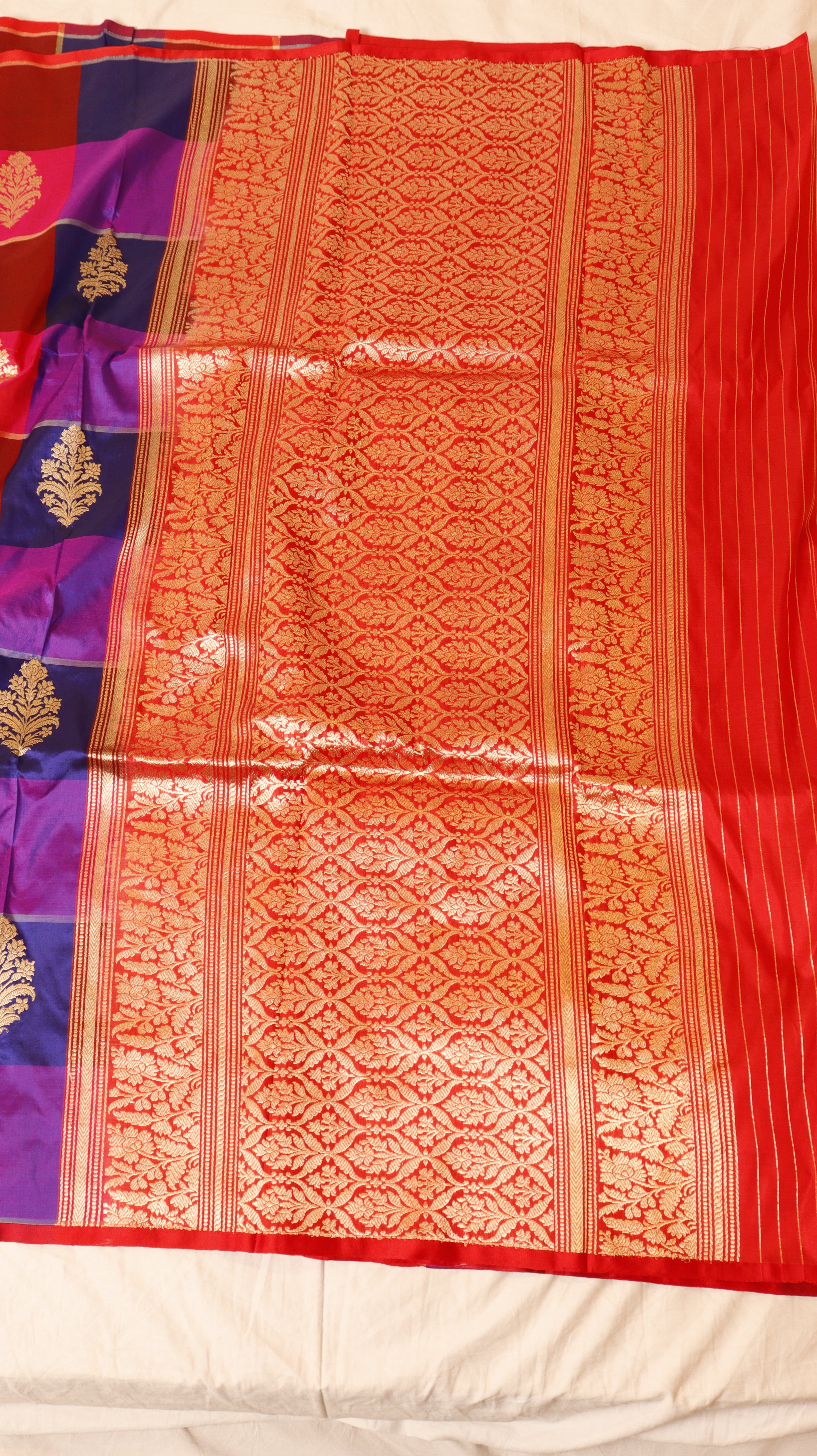 Pre-Order Rangkaat Pure Katan Silk Handloom Saree with Stripes Blouse