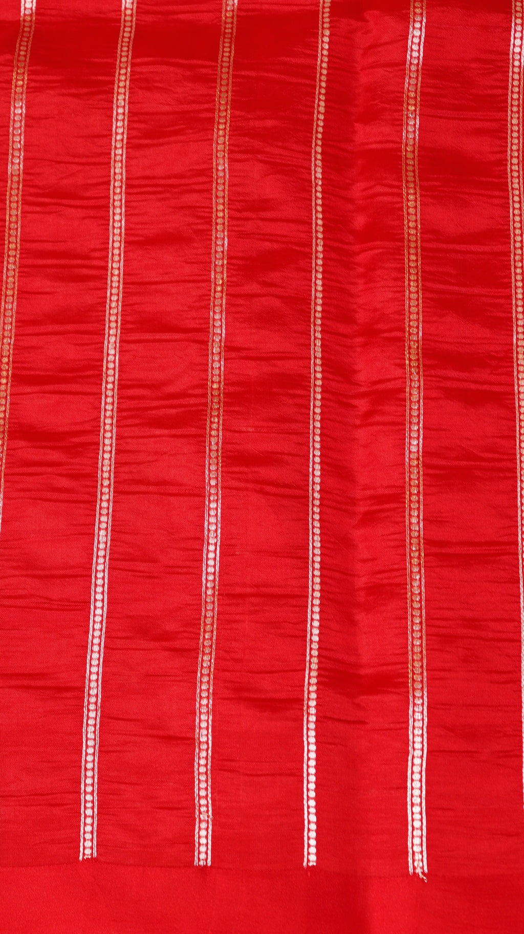 Pre-Order : Red Pure Soft Katan Silk Handloom Saree with Stripes Blouse