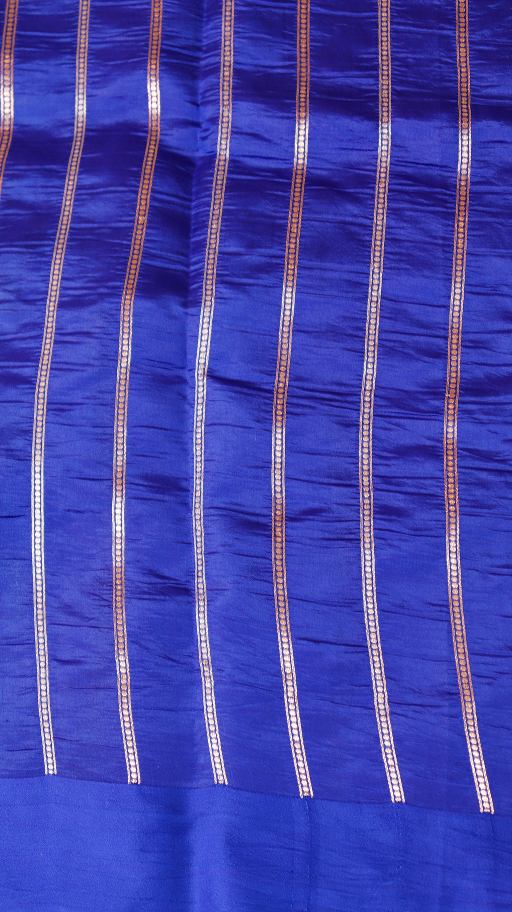 Pre-Order : Royal Blue Pure Soft Katan Silk Handloom Saree with Stripes Blouse